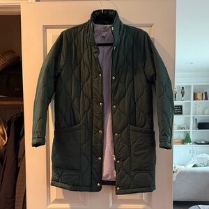 J. Crew Women's Green Quilted Puffer Coat